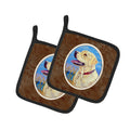 Yellow Labrador at the Beach Pot Holder Set of 2 Heat Resistant Quilted Hot Pads 7.5 x 7.5 Inch, Insulated Kitchen Trivets for Cooking & Baking