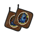 Old Black Pug in Fall Leaves Pot Holder Set of 2 Heat Resistant Quilted Hot Pads 7.5 x 7.5 Inch, Insulated Kitchen Trivets for Cooking & Baking