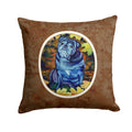 Old Black Pug in Fall Leaves Decorative Throw Pillow 14x14 Indoor Outdoor Accent Cushion, Fabric Cover with Insert for Sofa, Bed, Porch & Living Room