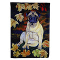 Fawn Pug in Fall Leaves House Flag 28x40 Porch Sleeve Pole Decorative Outside Yard Banner Artwork Wall Hanging, Polyester