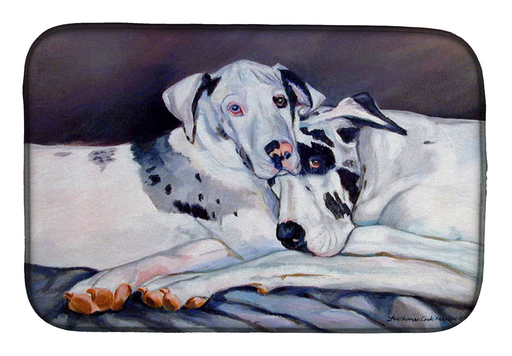 Harlequin Natural Great Danes Dish Drying Mat Absorbent Dish Drying Mat Pad for Kitchen Counter Dish Drainer Mat for Countertop, 14 x 21", Multicolor