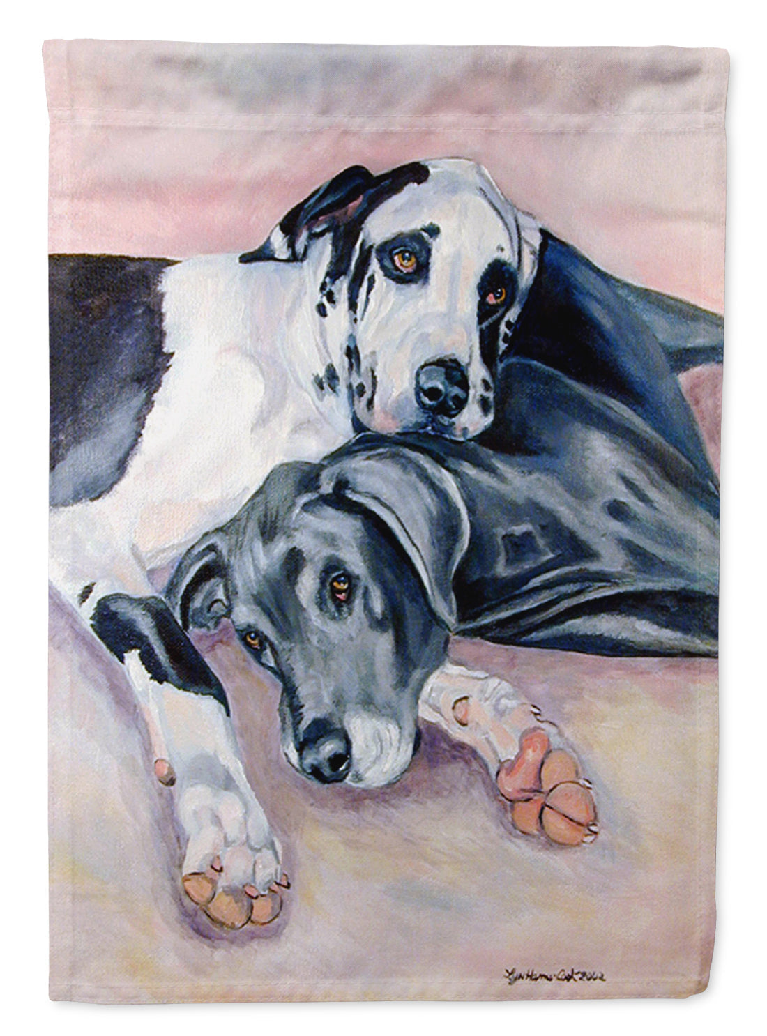 Black and Harlequin Great Dane House Flag 28x40 Porch Sleeve Pole Decorative Outside Yard Banner Artwork Wall Hanging, Polyester