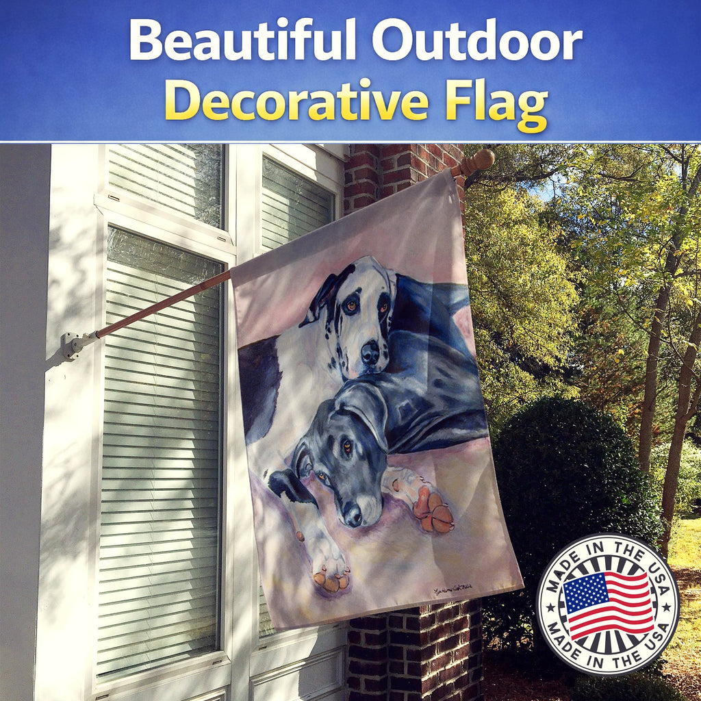 Black and Harlequin Great Dane House Flag 28x40 Porch Sleeve Pole Decorative Outside Yard Banner Artwork Wall Hanging, Polyester