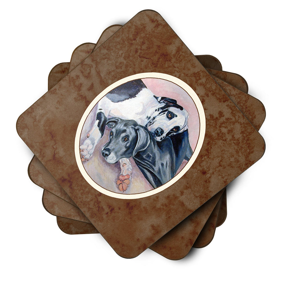 Black and Harlequin Great Dane Foam Coasters Set of 4 Cup Coasters for Indoor Outdoor, Tabletop Protection, Anti Slip, Mouse pad Material