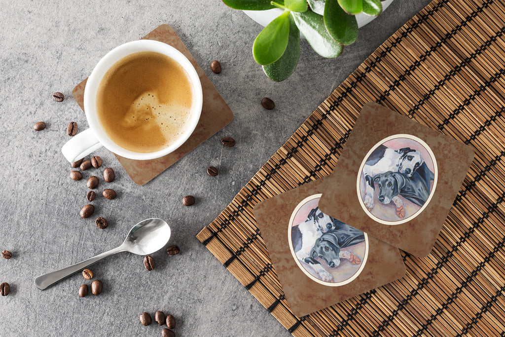 Black and Harlequin Great Dane Foam Coasters Set of 4 Cup Coasters for Indoor Outdoor, Tabletop Protection, Anti Slip, Mouse pad Material