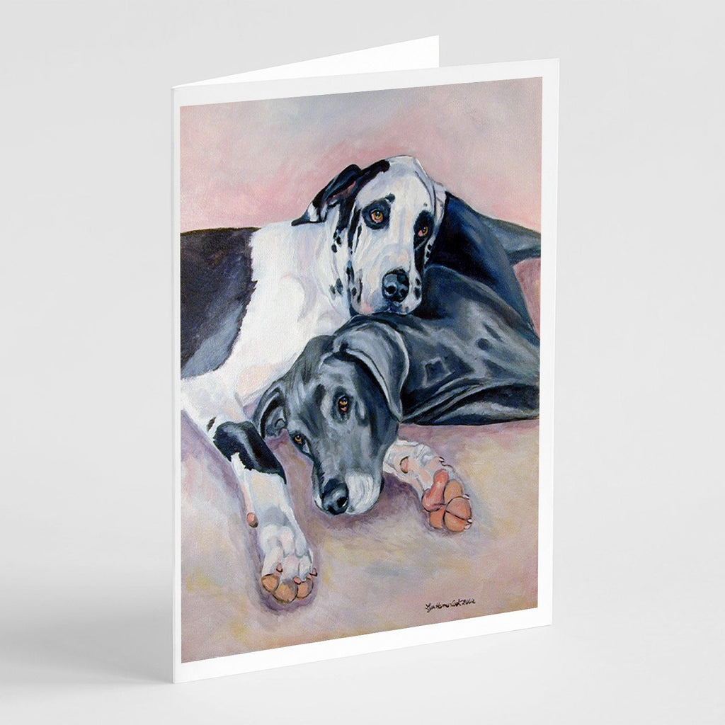 Black and Harlequin Great Dane Greeting Cards Pack of 8 Blank Cards with Envelopes Whimsical A7 Size 5x7