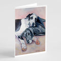 Black and Harlequin Great Dane Greeting Cards Pack of 8 Blank Cards with Envelopes Whimsical A7 Size 5x7