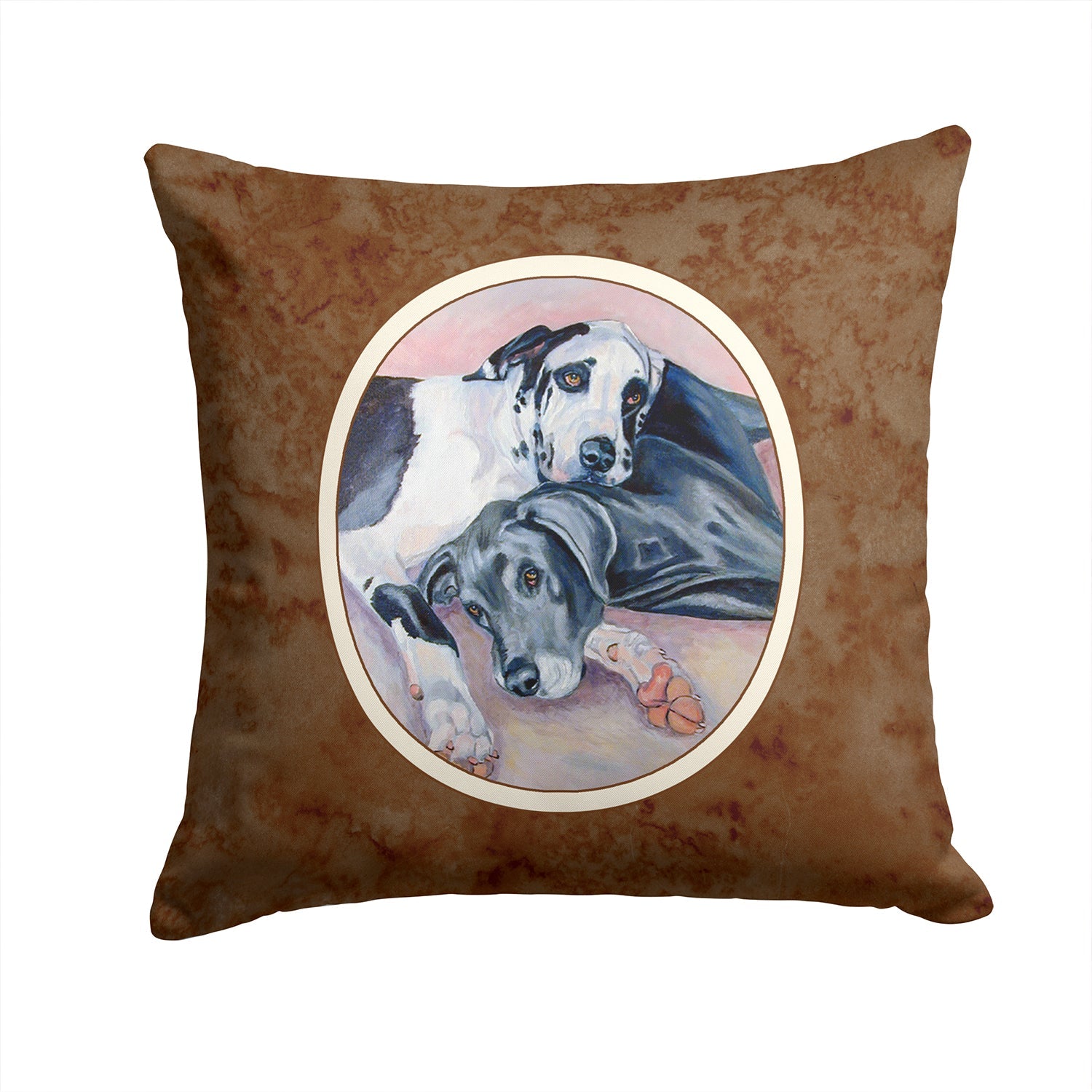 Black and Harlequin Great Dane Decorative Throw Pillow 14x14 Indoor Outdoor Accent Cushion, Fabric Cover with Insert for Sofa, Bed, Porch & Living Room