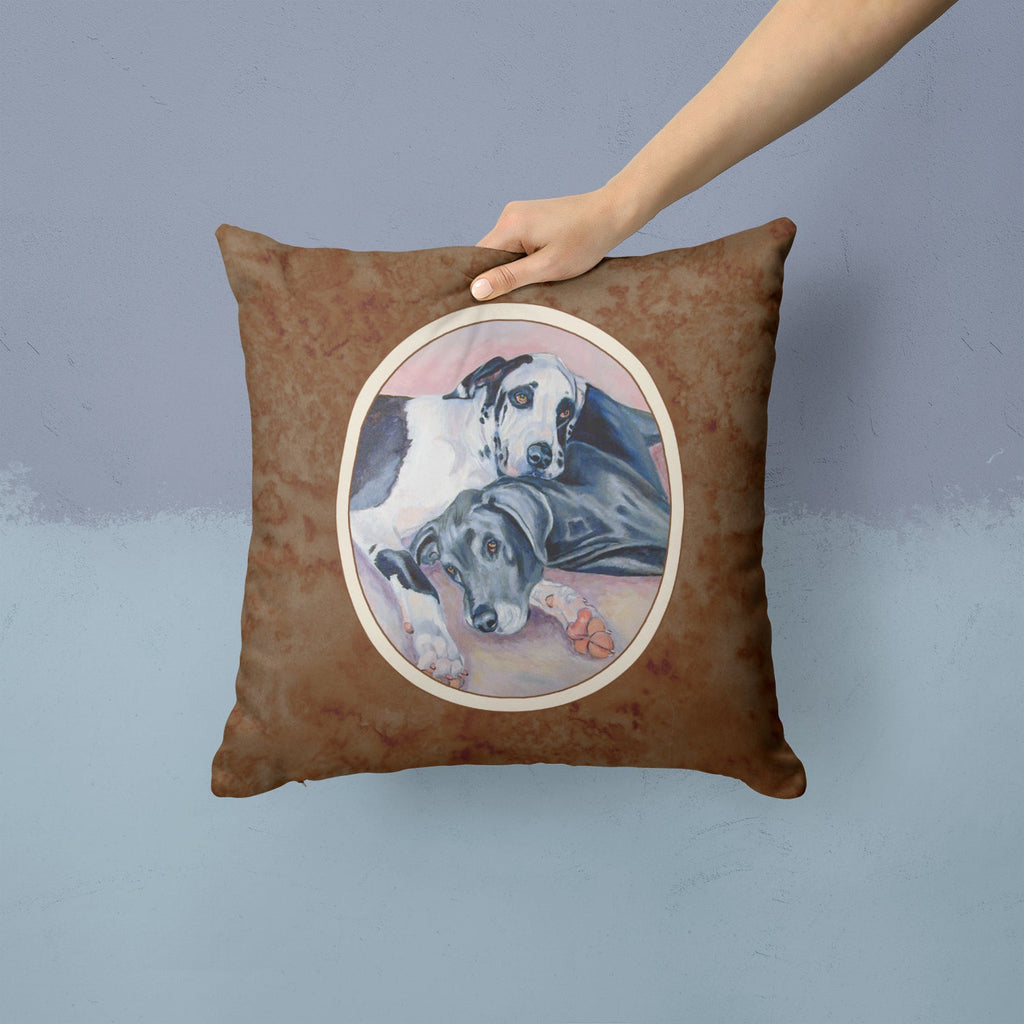 Black and Harlequin Great Dane Decorative Throw Pillow 14x14 Indoor Outdoor Accent Cushion, Fabric Cover with Insert for Sofa, Bed, Porch & Living Room