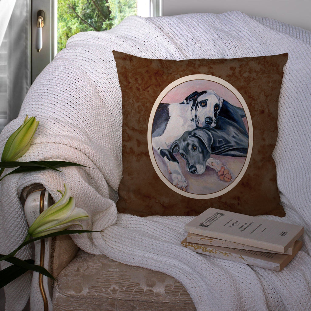 Black and Harlequin Great Dane Decorative Throw Pillow 14x14 Indoor Outdoor Accent Cushion, Fabric Cover with Insert for Sofa, Bed, Porch & Living Room
