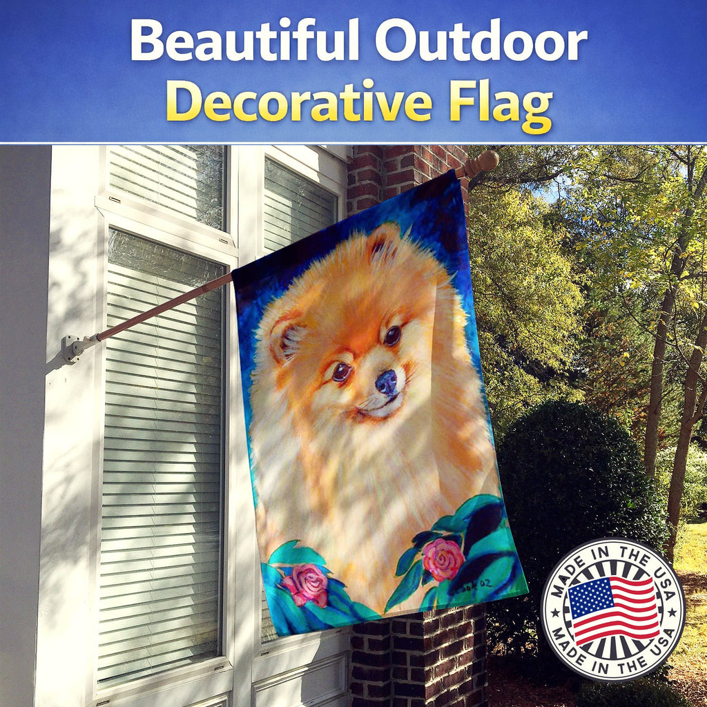 Pomeranian House Flag 28x40 Porch Sleeve Pole Decorative Outside Yard Banner Artwork Wall Hanging, Polyester