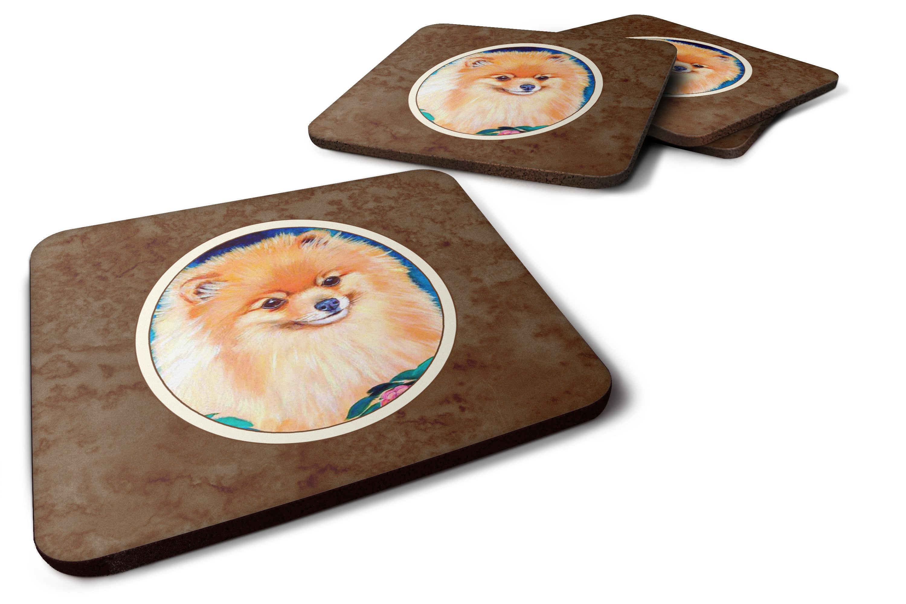 Pomeranian Foam Coasters Set of 4 Cup Coasters for Indoor Outdoor, Tabletop Protection, Anti Slip, Mouse pad Material
