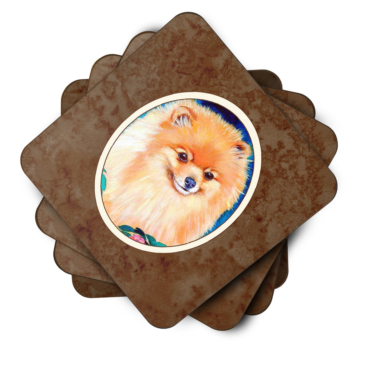 Pomeranian Foam Coasters Set of 4 Cup Coasters for Indoor Outdoor, Tabletop Protection, Anti Slip, Mouse pad Material