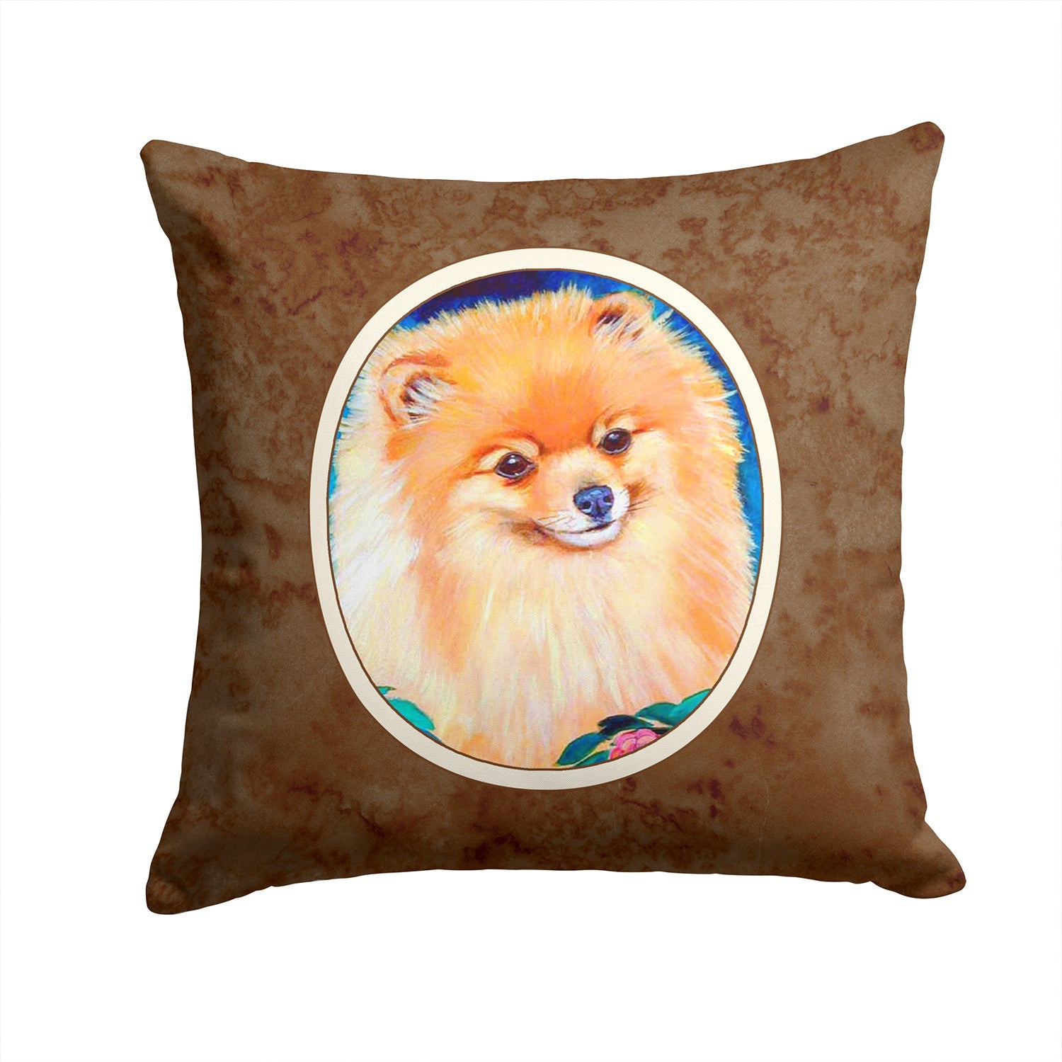Pomeranian Decorative Throw Pillow 14x14 Indoor Outdoor Accent Cushion, Fabric Cover with Insert for Sofa, Bed, Porch & Living Room