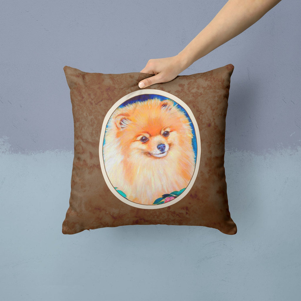 Pomeranian Decorative Throw Pillow 14x14 Indoor Outdoor Accent Cushion, Fabric Cover with Insert for Sofa, Bed, Porch & Living Room