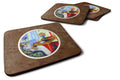 Lady with her Pug Foam Coasters Set of 4 Cup Coasters for Indoor Outdoor, Tabletop Protection, Anti Slip, Mouse pad Material