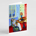Lady with her Pug Greeting Cards Pack of 8 Blank Cards with Envelopes Whimsical A7 Size 5x7