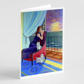 Lady with her Westie Greeting Cards Pack of 8 Blank Cards with Envelopes Whimsical A7 Size 5x7