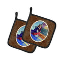Lady with her Westie Pot Holder Set of 2 Heat Resistant Quilted Hot Pads 7.5 x 7.5 Inch, Insulated Kitchen Trivets for Cooking & Baking