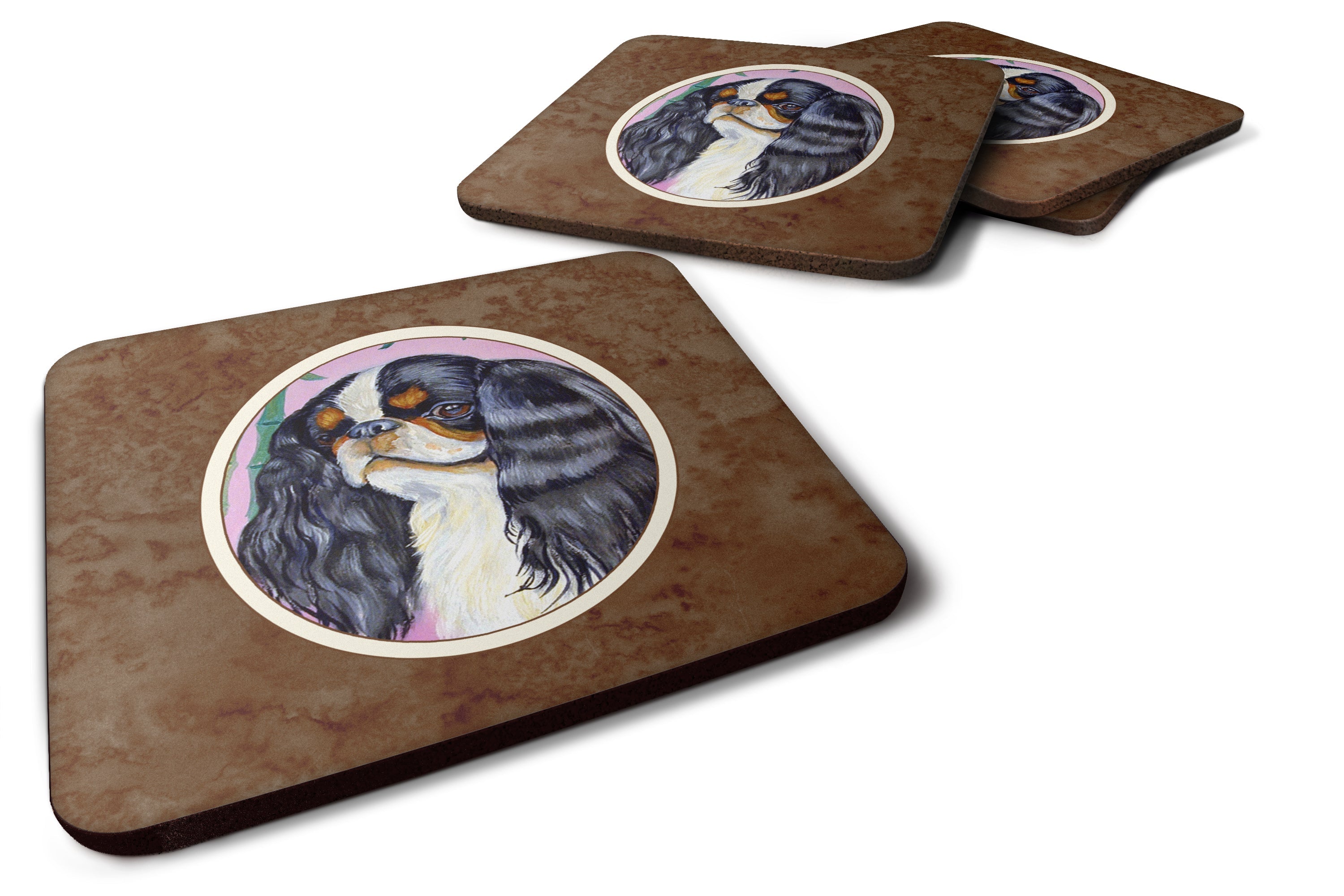 English Toy Spaniel Foam Coasters Set of 4 Cup Coasters for Indoor Outdoor, Tabletop Protection, Anti Slip, Mouse pad Material