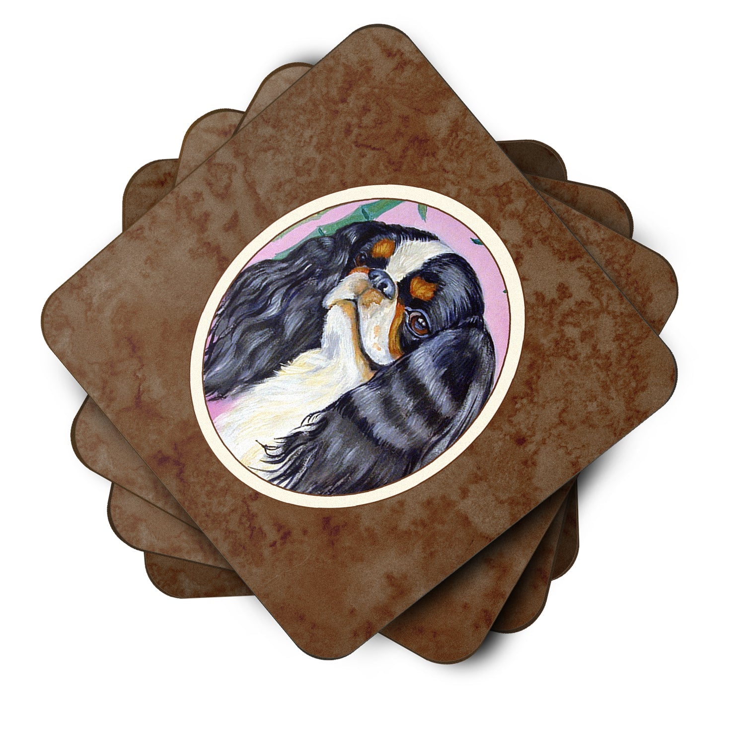 English Toy Spaniel Foam Coasters Set of 4 Cup Coasters for Indoor Outdoor, Tabletop Protection, Anti Slip, Mouse pad Material