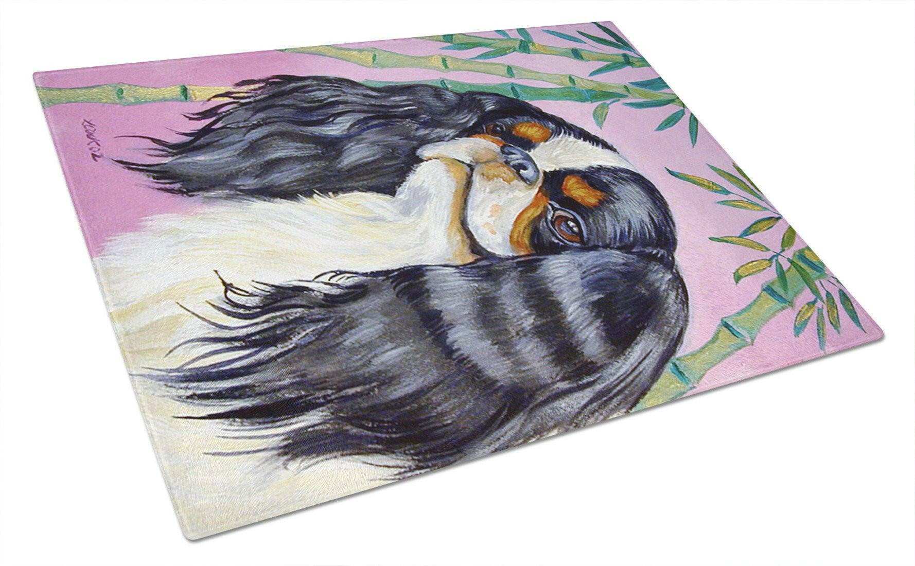 English Toy Spaniel Cutting Board Tempered Glass Kitchen Cutting Surface, Heat Resistant Chopping, Non-Slip Feet, Food Prep & Serving