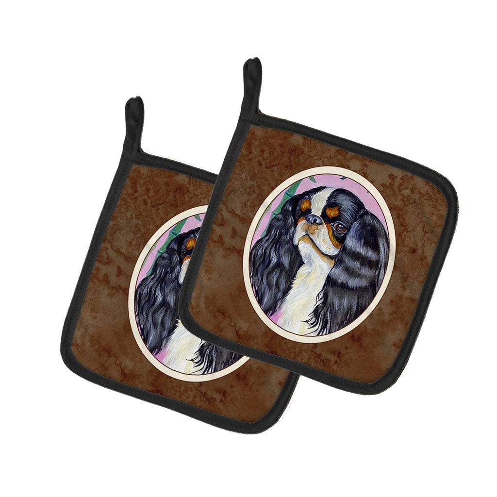English Toy Spaniel Pot Holder Set of 2 Heat Resistant Quilted Hot Pads 7.5 x 7.5 Inch, Insulated Kitchen Trivets for Cooking & Baking