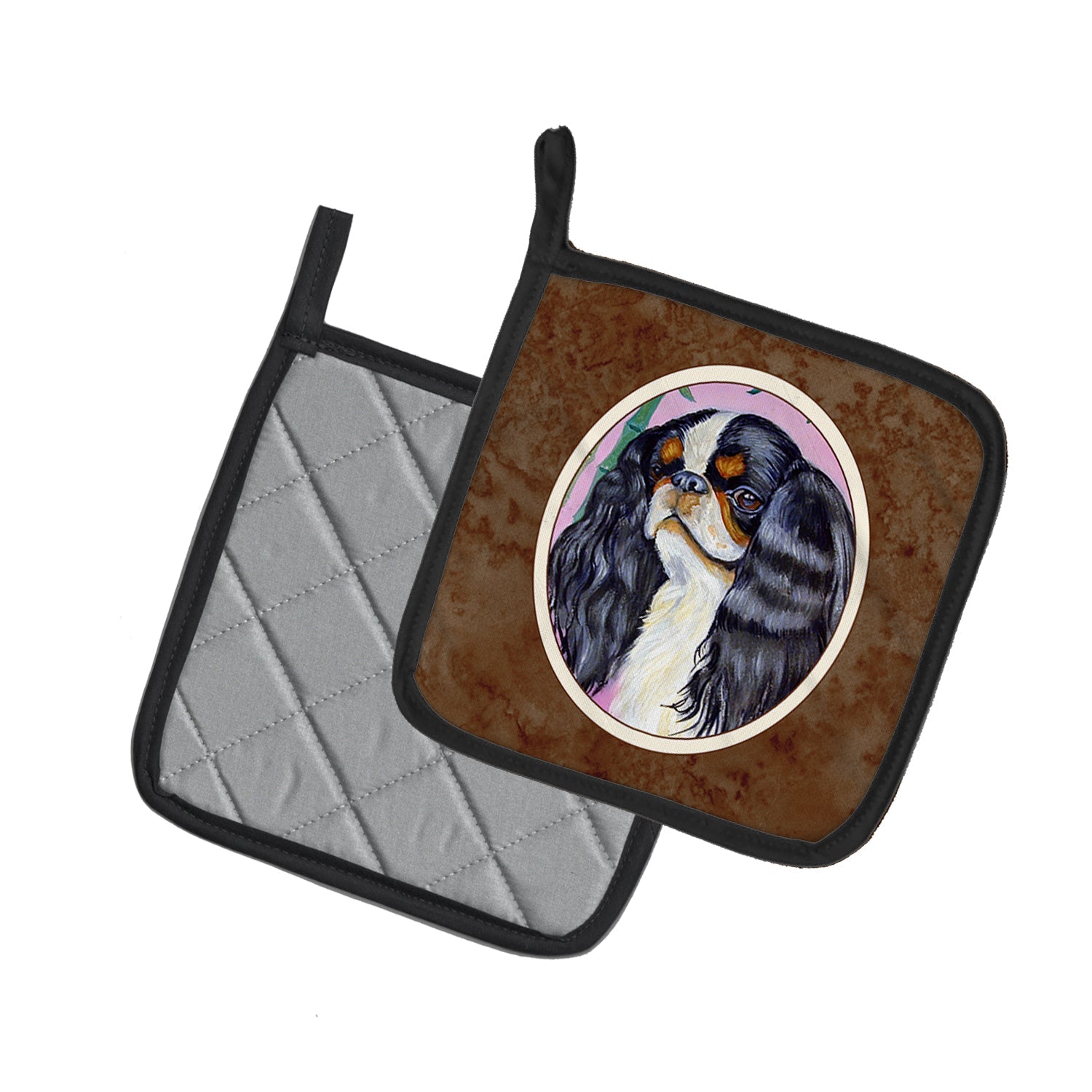 English Toy Spaniel Pot Holder Set of 2 Heat Resistant Quilted Hot Pads 7.5 x 7.5 Inch, Insulated Kitchen Trivets for Cooking & Baking