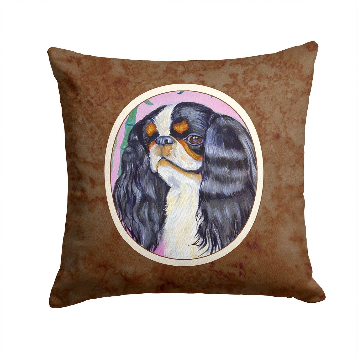 English Toy Spaniel Decorative Throw Pillow 14x14 Indoor Outdoor Accent Cushion, Fabric Cover with Insert for Sofa, Bed, Porch & Living Room