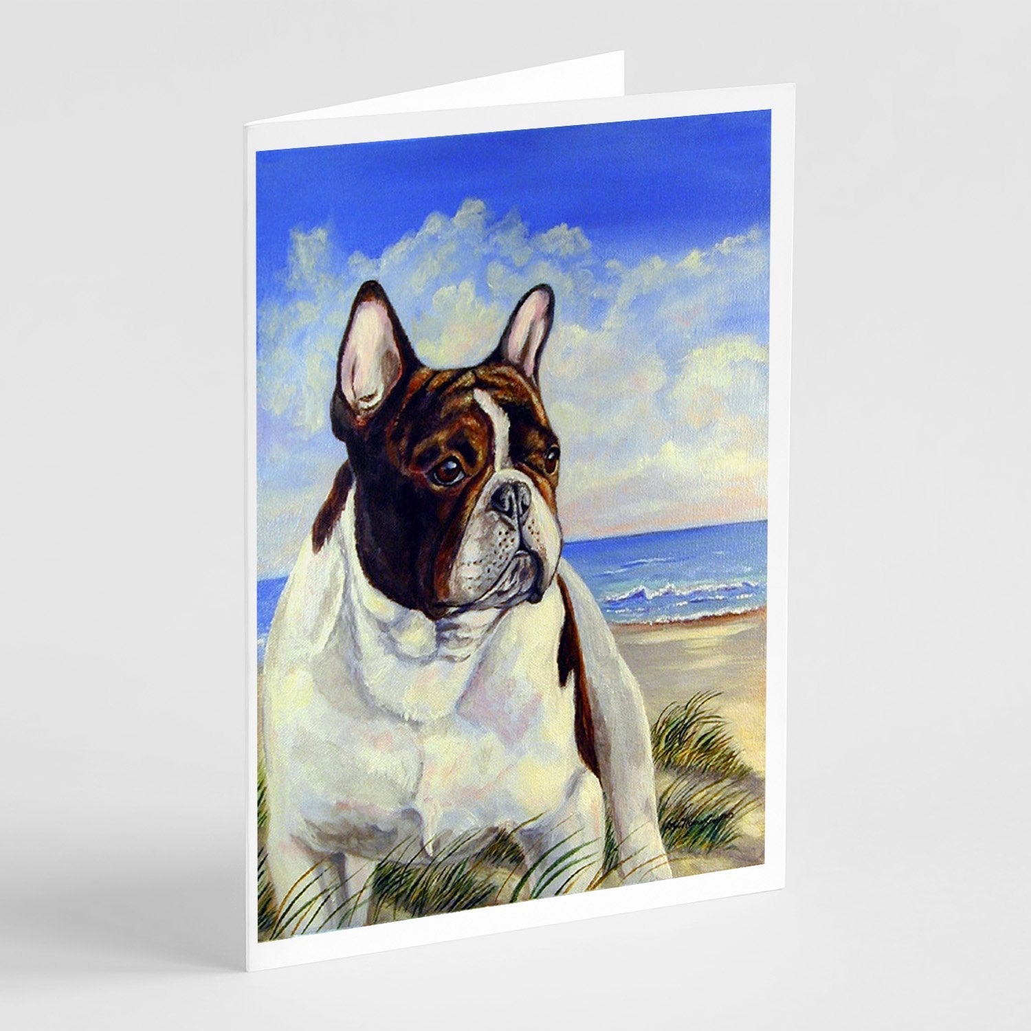 French Bulldog at the beach Greeting Cards Pack of 8 Blank Cards with Envelopes Whimsical A7 Size 5x7