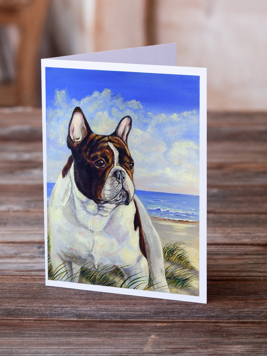 French Bulldog at the beach Greeting Cards Pack of 8 Blank Cards with Envelopes Whimsical A7 Size 5x7