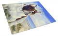 French Bulldog at the beach Cutting Board Tempered Glass Kitchen Cutting Surface, Heat Resistant Chopping, Non-Slip Feet, Food Prep & Serving