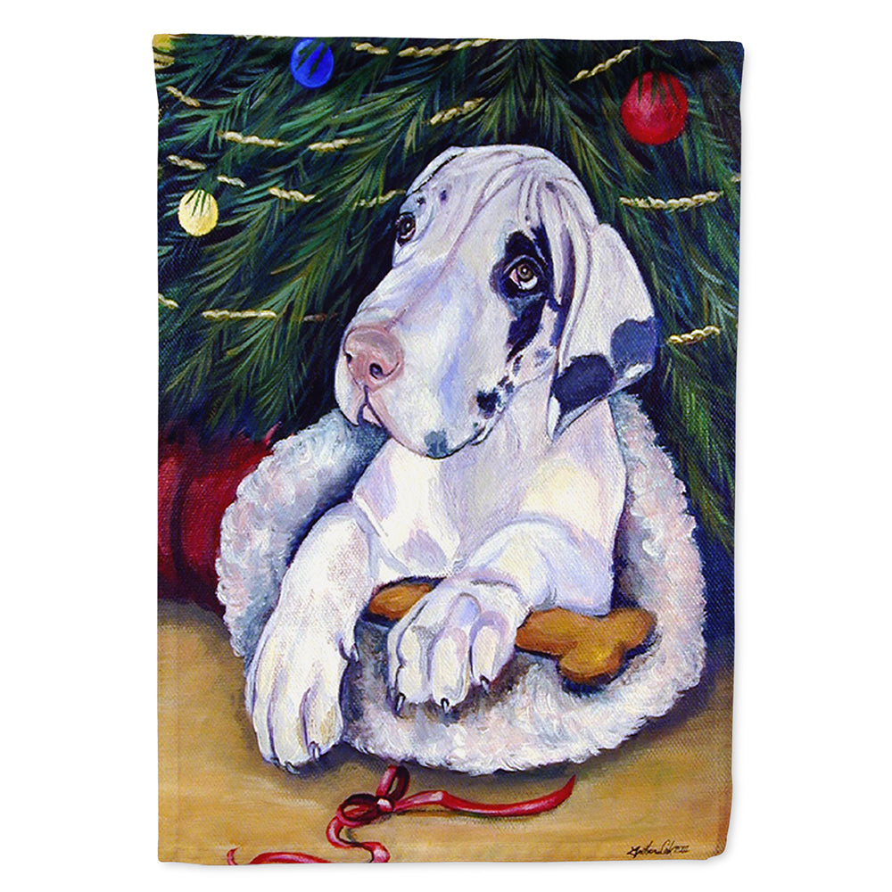 Christmas Tree with Harlequin Great Dane House Flag 28x40 Porch Sleeve Pole Decorative Outside Yard Banner Artwork Wall Hanging, Polyester