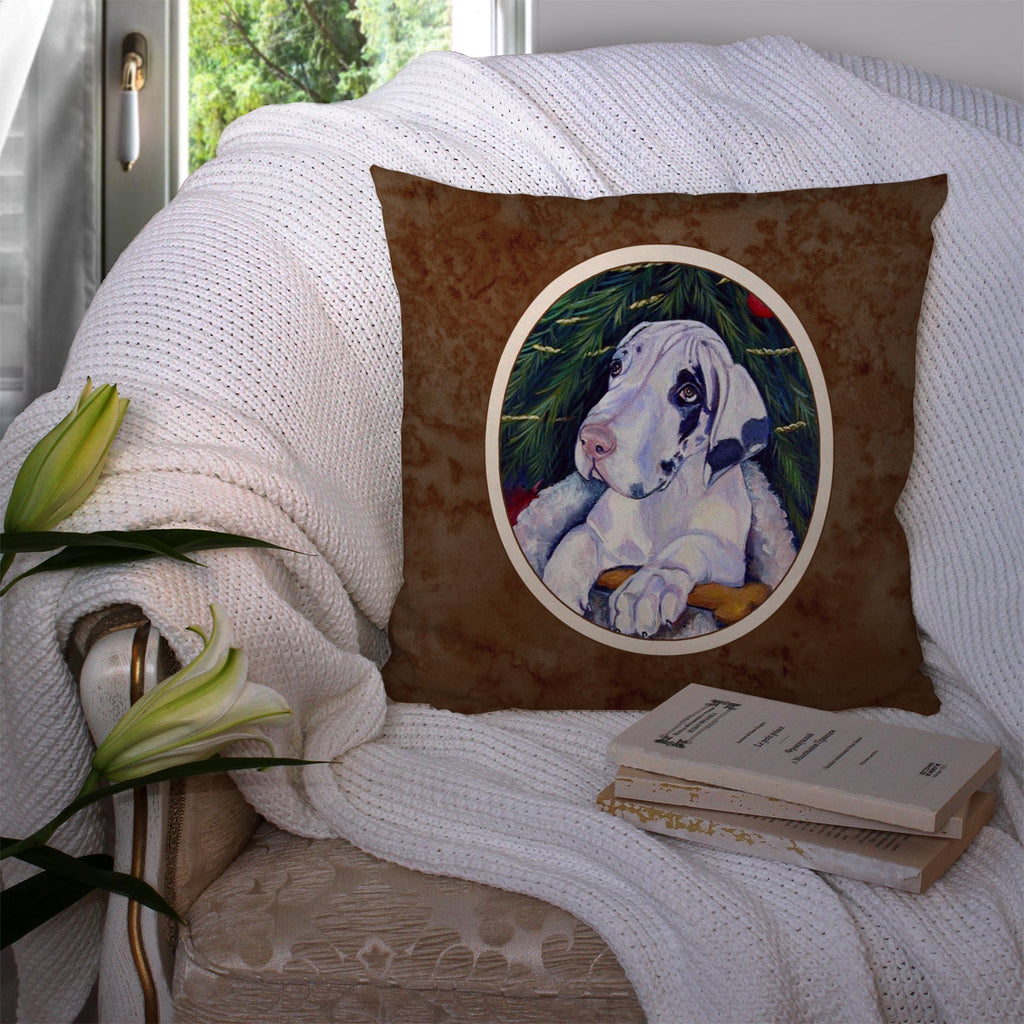 Christmas Tree with Harlequin Great Dane Decorative Throw Pillow 14x14 Indoor Outdoor Accent Cushion, Fabric Cover with Insert for Sofa, Bed, Porch & Living Room