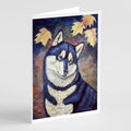 Fall Leaves Siberian Husky Greeting Cards Pack of 8 Blank Cards with Envelopes Whimsical A7 Size 5x7
