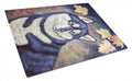 Fall Leaves Siberian Husky Cutting Board Tempered Glass Kitchen Cutting Surface, Heat Resistant Chopping, Non-Slip Feet, Food Prep & Serving