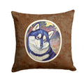 Fall Leaves Siberian Husky Decorative Throw Pillow 14x14 Indoor Outdoor Accent Cushion, Fabric Cover with Insert for Sofa, Bed, Porch & Living Room