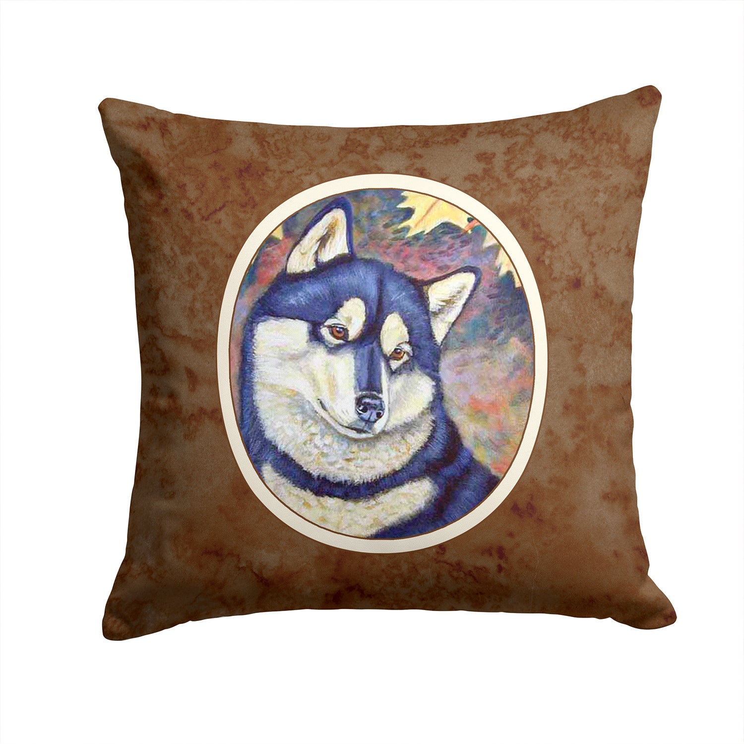 Fall Leaves Siberian Husky Decorative Throw Pillow 14x14 Indoor Outdoor Accent Cushion, Fabric Cover with Insert for Sofa, Bed, Porch & Living Room