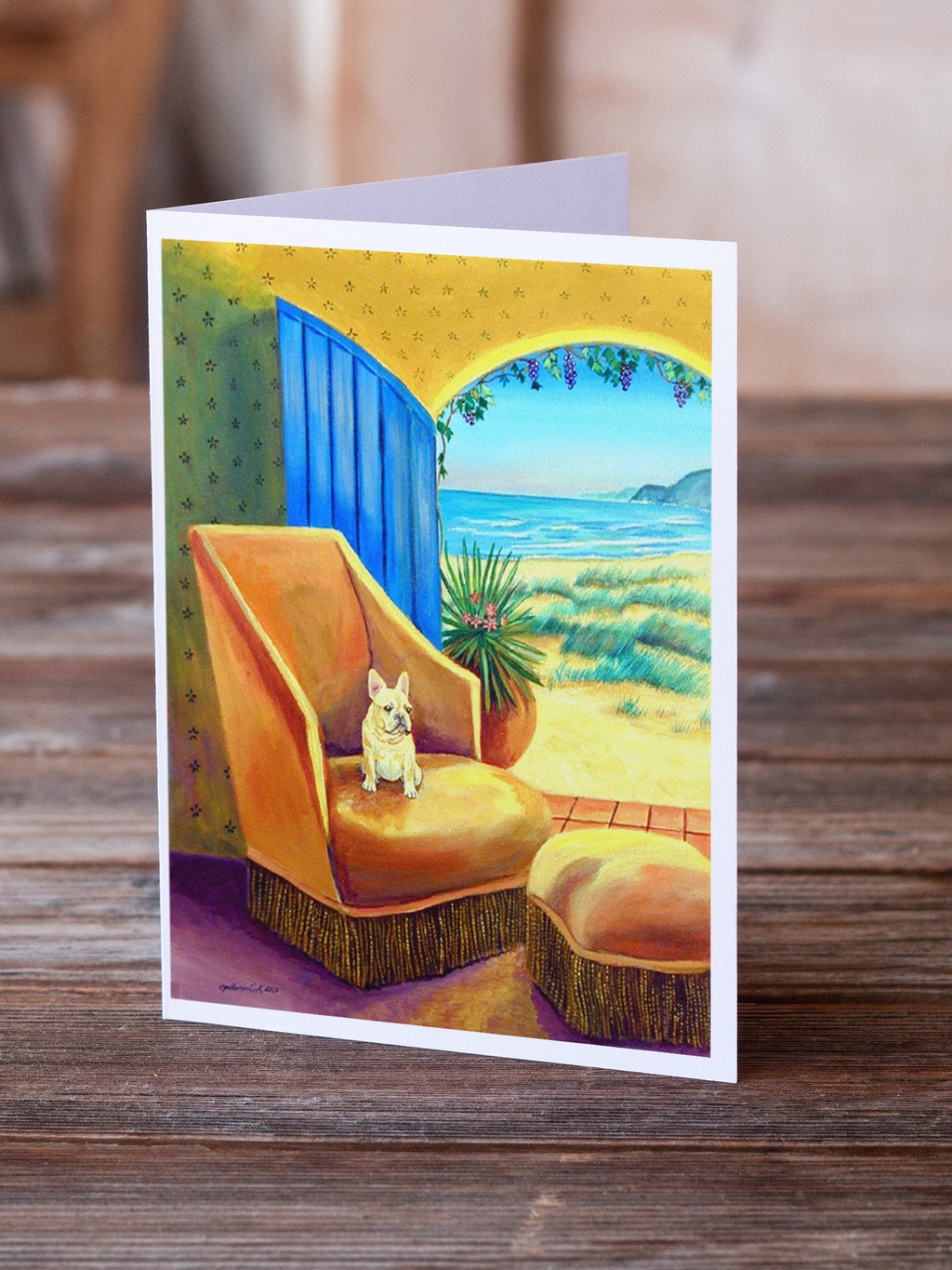 French Bulldog My Chair Greeting Cards Pack of 8 Blank Cards with Envelopes Whimsical A7 Size 5x7