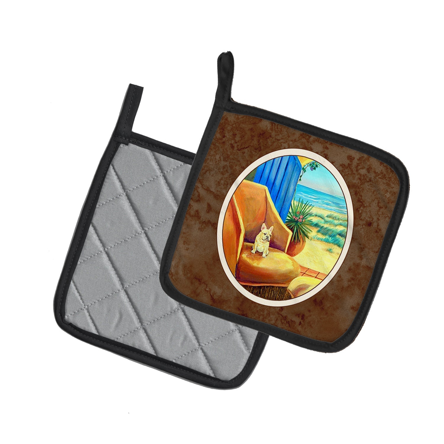 French Bulldog My Chair Pot Holder Set of 2 Heat Resistant Quilted Hot Pads 7.5 x 7.5 Inch, Insulated Kitchen Trivets for Cooking & Baking
