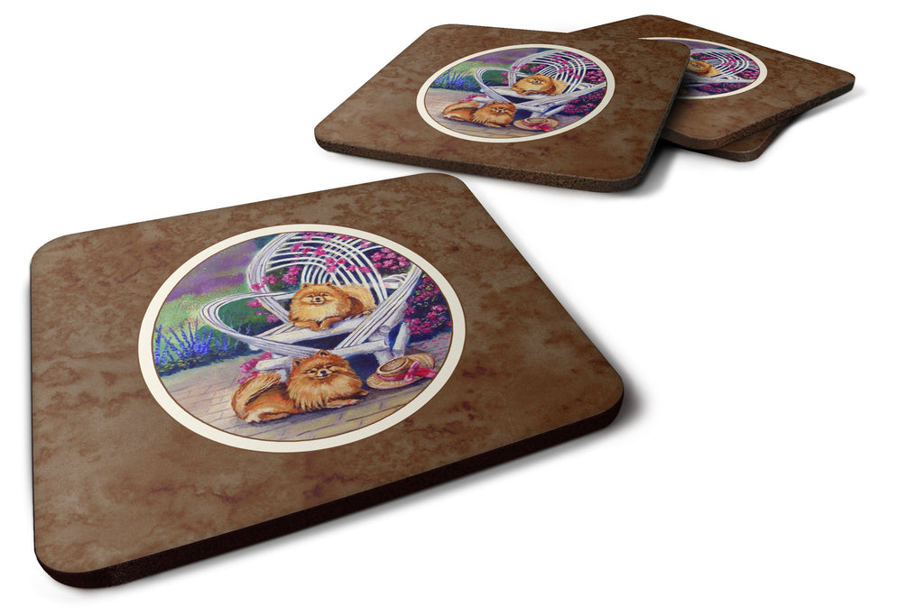 Red Pomeranians Foam Coasters Set of 4 Cup Coasters for Indoor Outdoor, Tabletop Protection, Anti Slip, Mouse pad Material