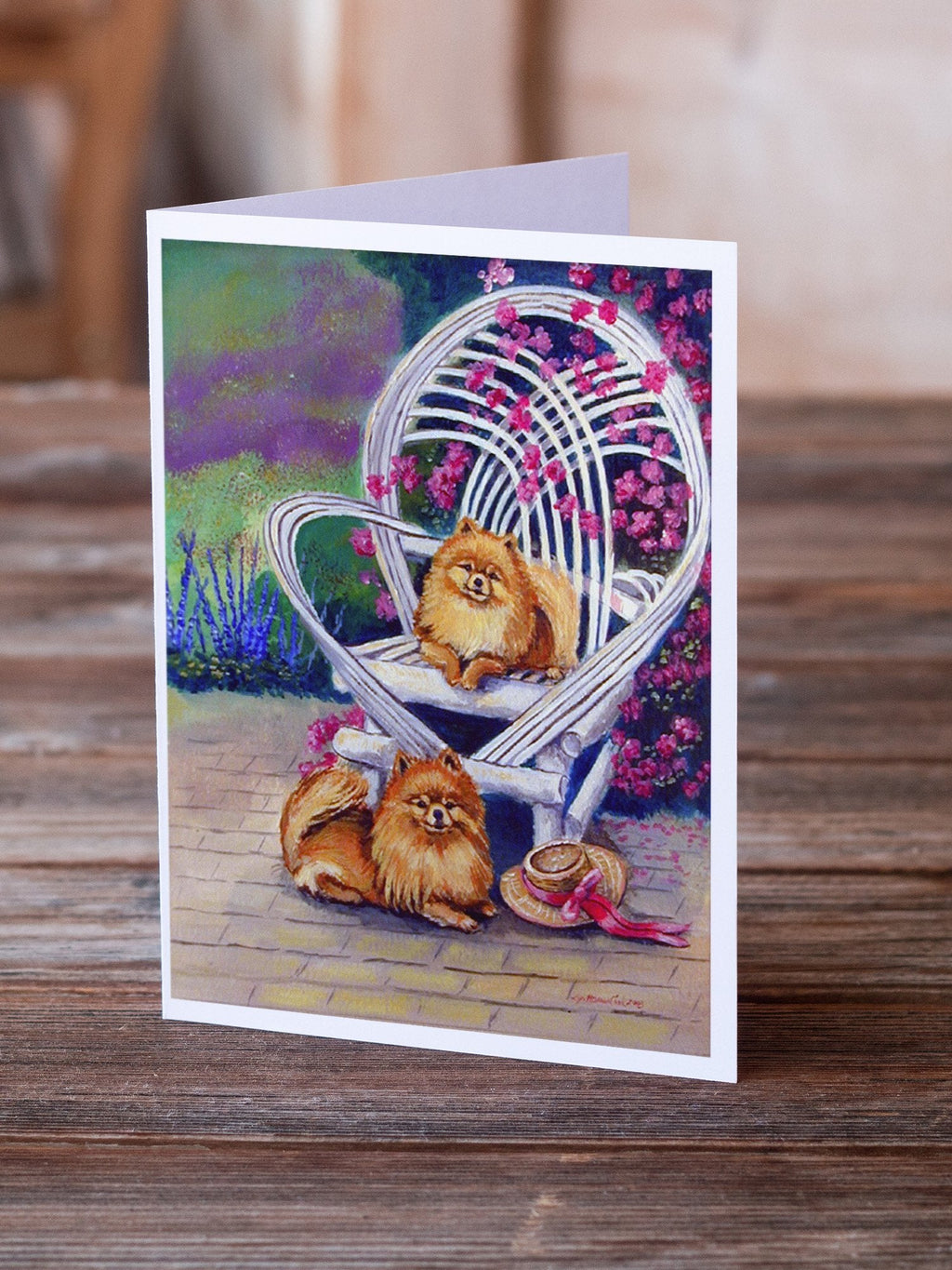 Red Pomeranians Greeting Cards Pack of 8 Blank Cards with Envelopes Whimsical A7 Size 5x7