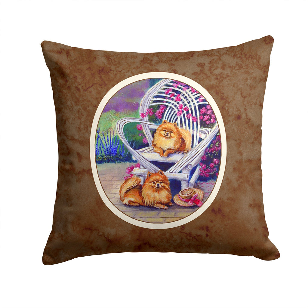 Red Pomeranians Decorative Throw Pillow 14x14 Indoor Outdoor Accent Cushion, Fabric Cover with Insert for Sofa, Bed, Porch & Living Room