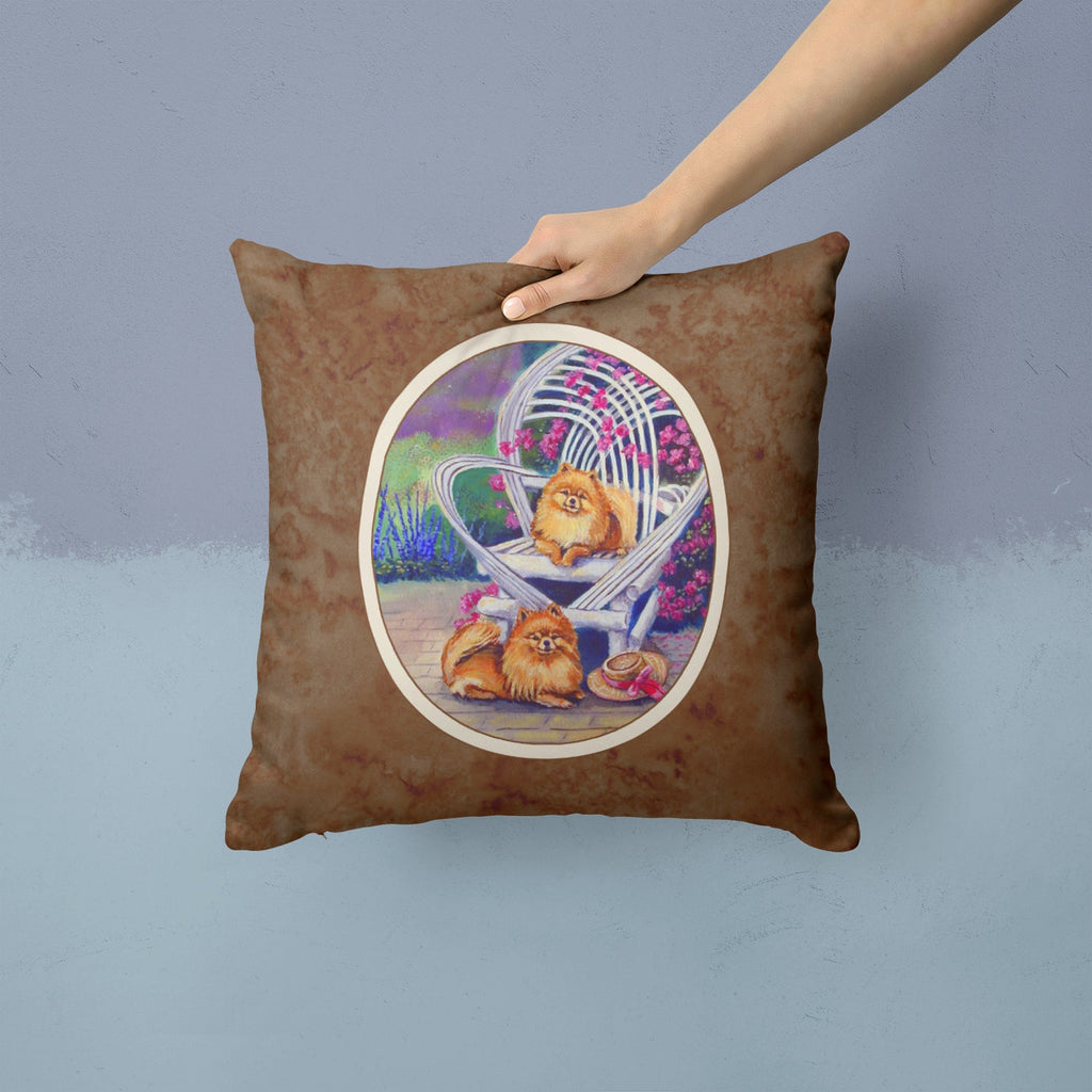 Red Pomeranians Decorative Throw Pillow 14x14 Indoor Outdoor Accent Cushion, Fabric Cover with Insert for Sofa, Bed, Porch & Living Room