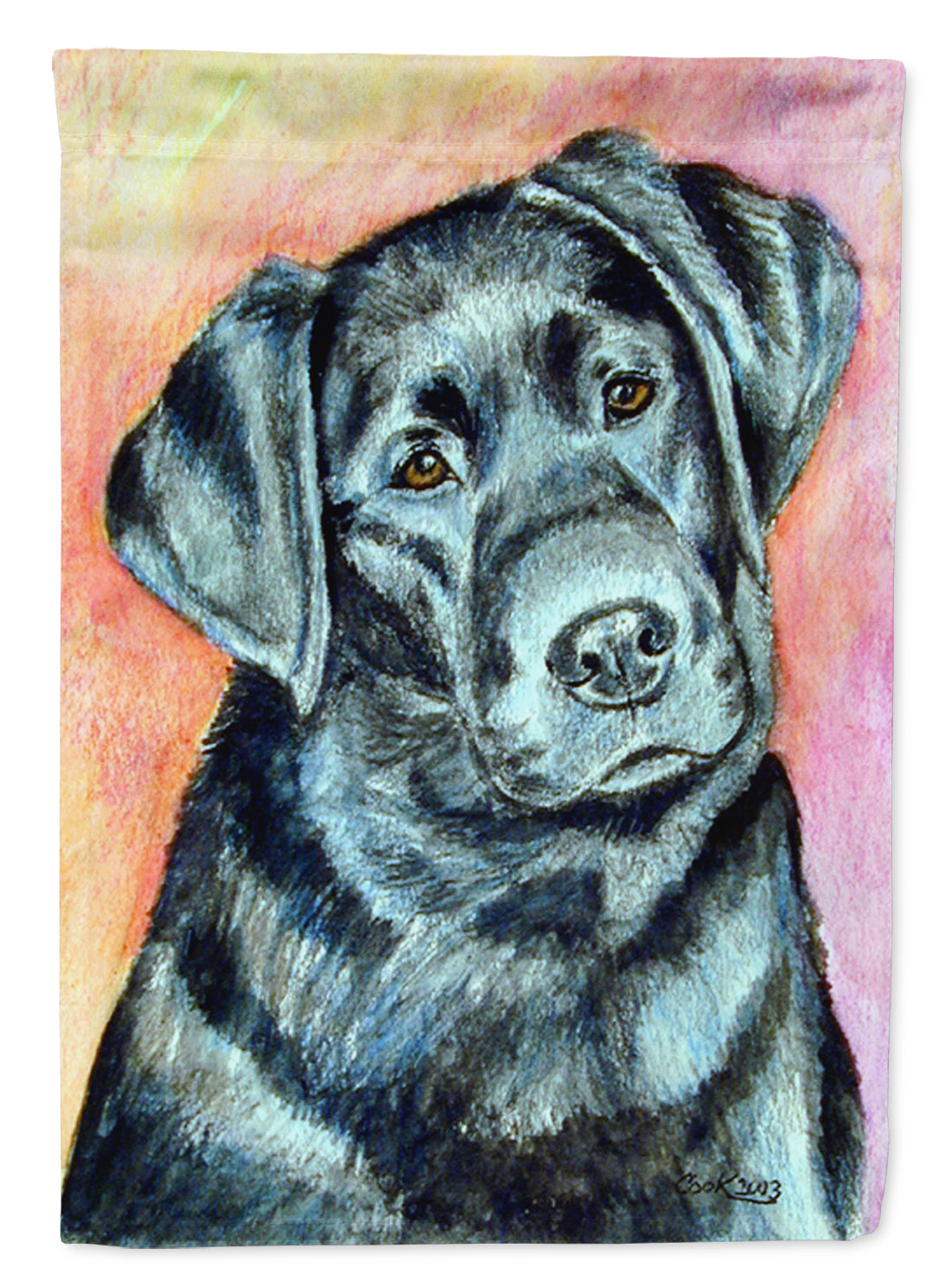 Black Labrador House Flag 28x40 Porch Sleeve Pole Decorative Outside Yard Banner Artwork Wall Hanging, Polyester