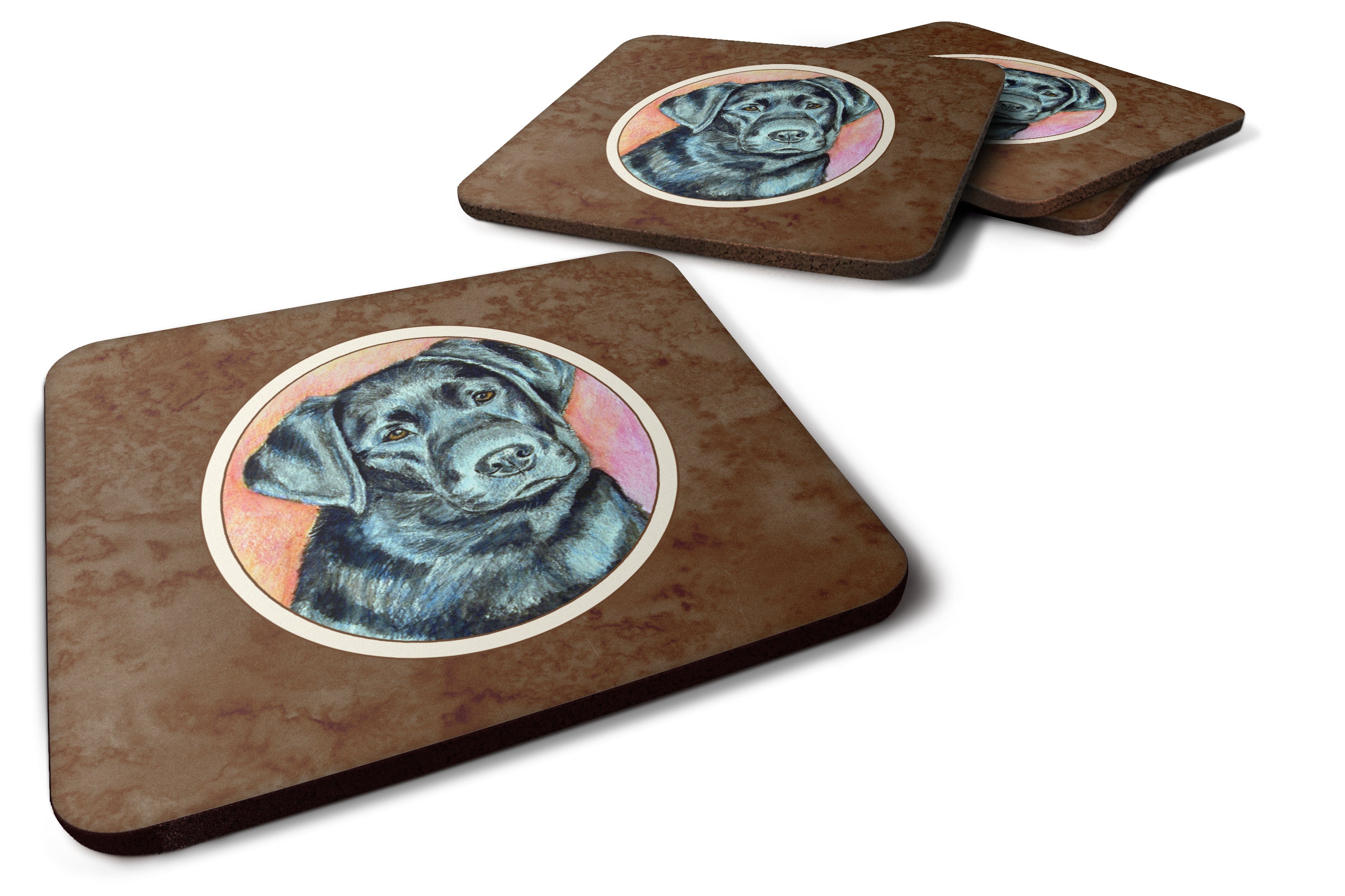 Black Labrador Foam Coasters Set of 4 Cup Coasters for Indoor Outdoor, Tabletop Protection, Anti Slip, Mouse pad Material