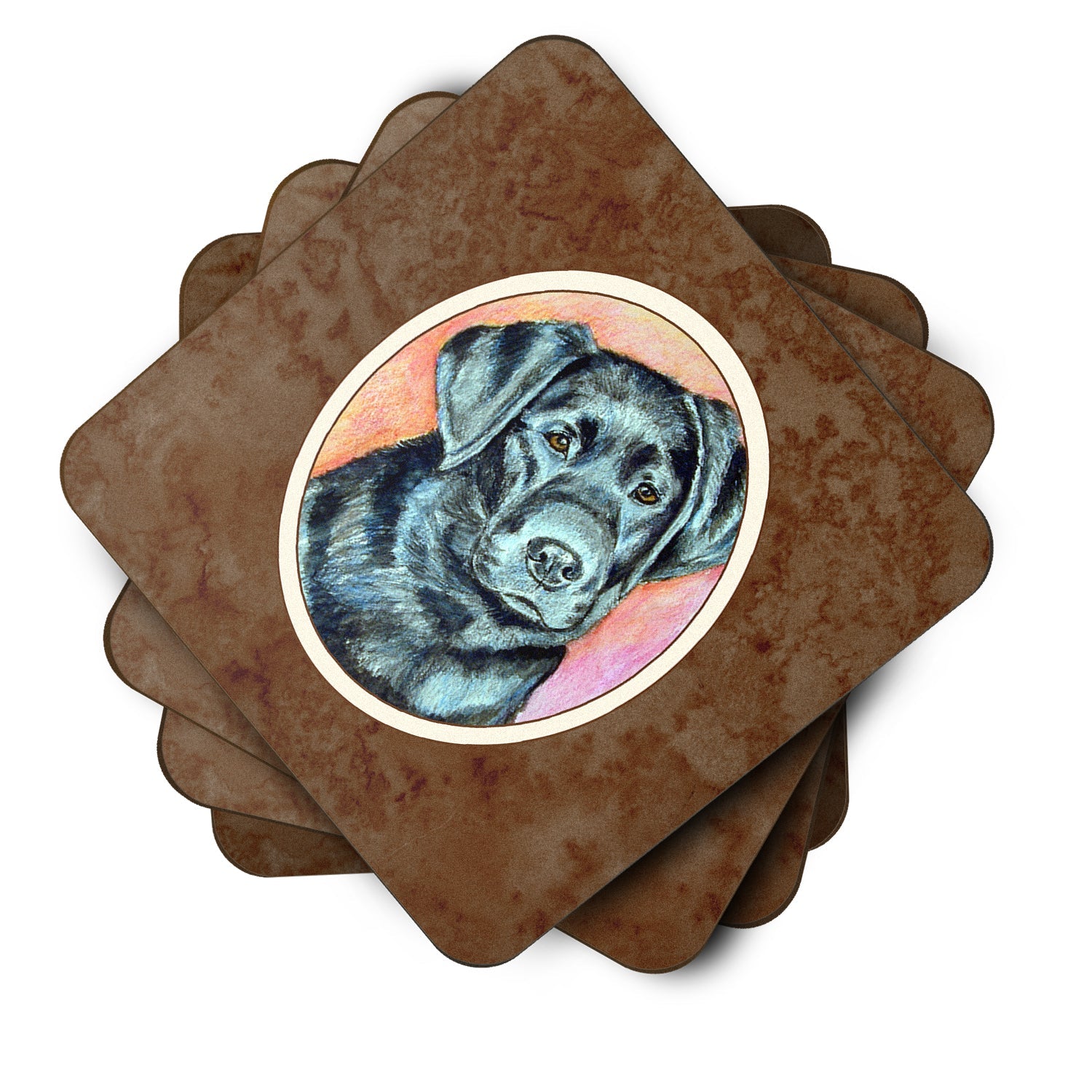 Black Labrador Foam Coasters Set of 4 Cup Coasters for Indoor Outdoor, Tabletop Protection, Anti Slip, Mouse pad Material
