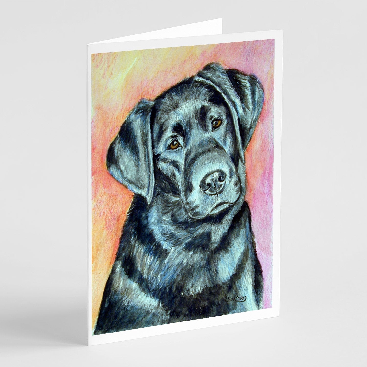 Black Labrador Greeting Cards Pack of 8 Blank Cards with Envelopes Whimsical A7 Size 5x7