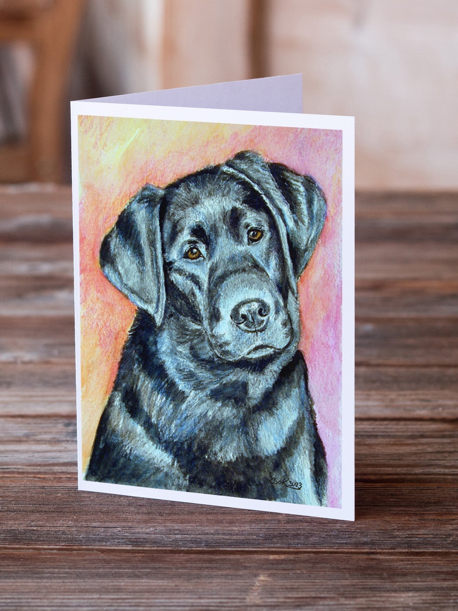 Black Labrador Greeting Cards Pack of 8 Blank Cards with Envelopes Whimsical A7 Size 5x7