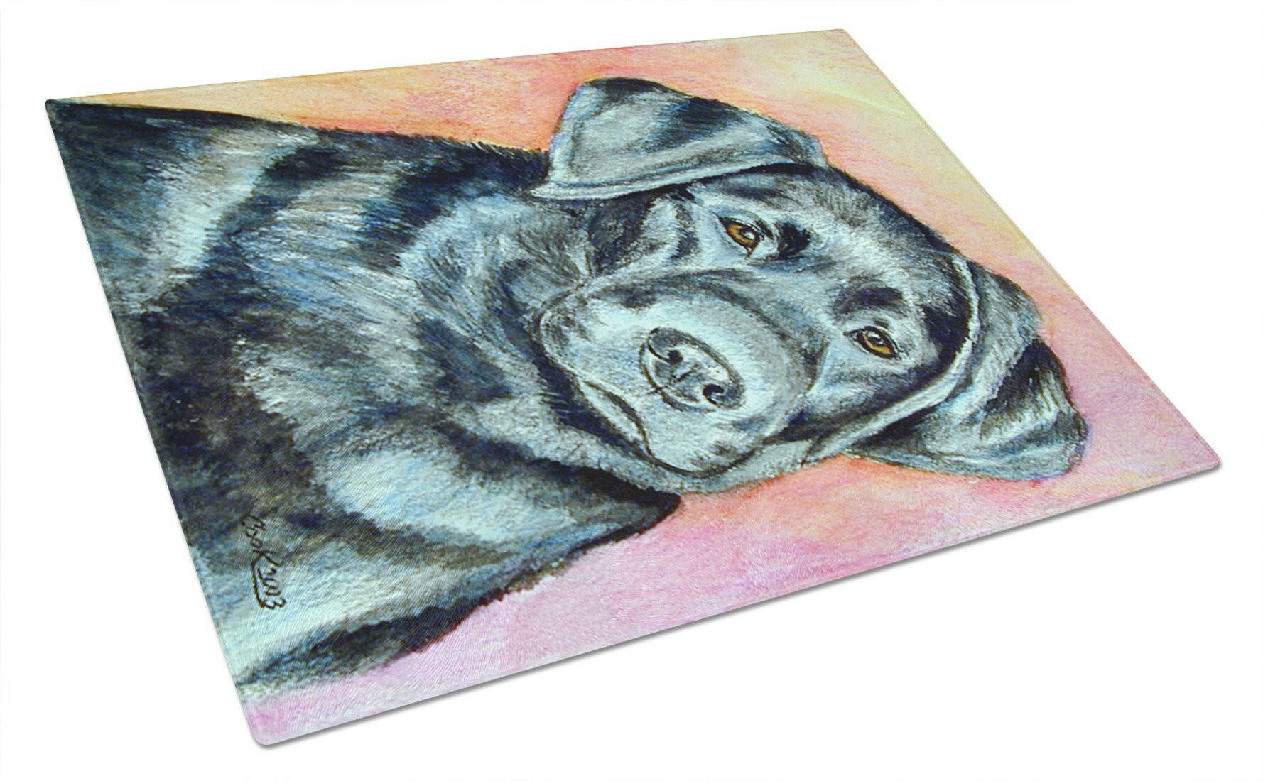 Black Labrador Cutting Board Tempered Glass Kitchen Cutting Surface, Heat Resistant Chopping, Non-Slip Feet, Food Prep & Serving